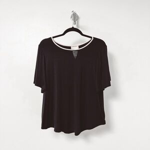 Kate Spade New York Modal Boxy Comfy Fit‎ Pajama Top Black w. Pink Bow Large